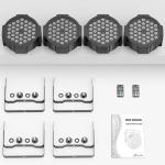 RGB LED Par Lights 4 Pack - Sound Activated