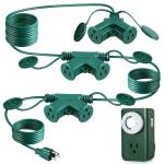 30 Ft Outdoor Extension Cord with Timer and 6 Outlets