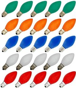 25 Pack Multicolor C7 Christmas Light Bulbs