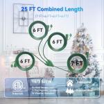 25 FT Outdoor Christmas Lights Extension Cord