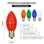 25 Pack Multicolor C9 Christmas Light Bulbs