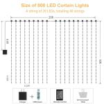 800 LED Music Sync Curtain Lights with APP