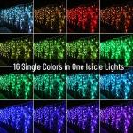 Toodour RGB Color Changing Icicle Christmas Lights