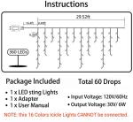Toodour RGB Color Changing Icicle Christmas Lights