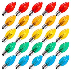 25 Pack Multicolor C7 Christmas Light Bulbs