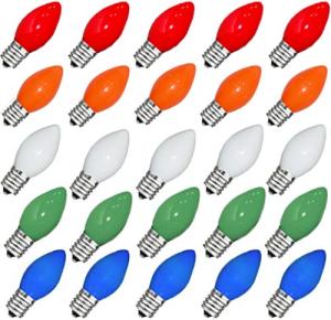 25 Pack Multicolor C7 Christmas Light Bulbs