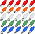 25 Pack Multicolor C7 Christmas Light Bulbs