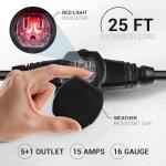 25 ft Heavy Duty Power Cord with Multiple Outlets