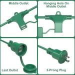 25FT Green Extension Cord with 3 Outlets