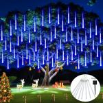 Blue Solar Meteor Shower Lights for Outdoor Holiday Fun