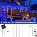 Blue Solar Meteor Shower Lights for Outdoor Holiday Fun