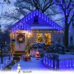 Blue Solar Meteor Shower Lights for Outdoor Holiday Fun