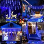 Blue Solar Meteor Shower Lights for Outdoor Holiday Fun