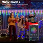Music Sync Smart Icicle Christmas Lights, 11.8ft