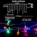 Multicolor Icicle Lights - 33ft Music Sync String