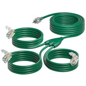 27FT Outdoor Extension Cord with Multiple Outlets
