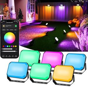 Smart Color Changing Flood Lights, 6 Pack