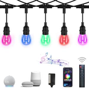 48ft Music Sync Waterproof String Lights with Remote