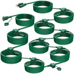 50 Ft Outdoor Cord with 10 Outlets for Lights
