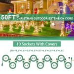 50 Ft Outdoor Cord with 10 Outlets for Lights