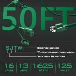 50 Ft Outdoor Cord with 10 Outlets for Lights