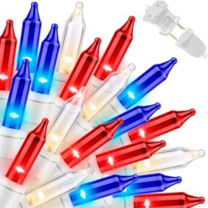 100 Count Red White Blue Mini Music Lights