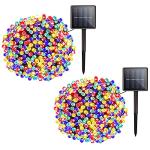 Multicolor Solar Christmas String Lights 72ft 2 Pack