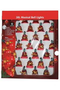 Musical Christmas Bell Lights - 30 Count