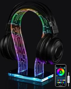 Acrylic RGB Headphone Stand with Music Sync Lights