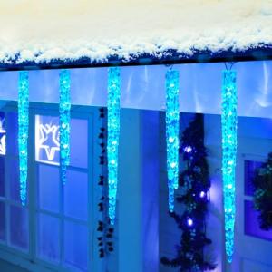 Minetom 20ft Blue Icicle Lights with Clips