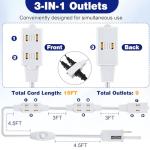 15 Ft White Extension Cord with 9 Outlets