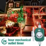 20 FT Outdoor Timer Extension Cord for Lights