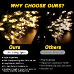 20FT LED Christmas String Lights, 100 Warm White