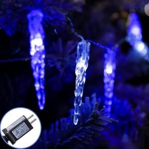 Synchronized Blue and White Icicle Christmas Lights
