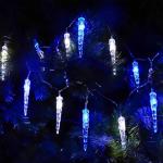 Synchronized Blue and White Icicle Christmas Lights