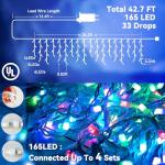 Color Changing 26.2FT Icicle Lights with Remote