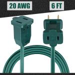Kanayu 5 Pack 6 ft Green Extension Cords
