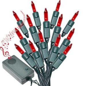 140 Red Musical Christmas Lights with 25 Songs