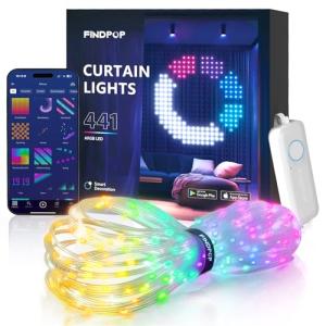Color Changing Music Sync Curtain Lights, 441 LEDs