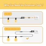 Waterproof 16.4FT Extension Cord for Holiday Lights