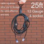 Yodotek 25FT Outdoor Power Extension Cord with 4 Outlets