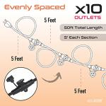 50 FT 10-Outlet Extension Cord for Christmas Lights