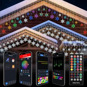 Smart Snowflake Icicle Lights with Music Sync