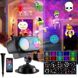 COOLWUFAN Halloween Christmas Projector Lights Decorations, 2025 Upgrade Outdoor Indoor Holiday Projector Lights with Remote and 20 HD Effects(3D Ocean Wave) for Xmas Halloween Party Yard Decor