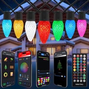 33FT RGB C9 Outdoor Christmas Lights with Music Sync