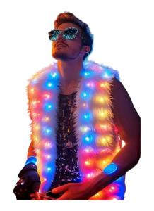 LED Light Up Faux Fur Coat for Christmas Fun