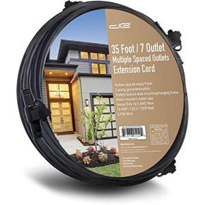 35 FT 7-Outlet Extension Cord for Christmas Lights
