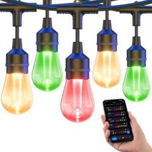 Smart Outdoor Music Sync String Lights, 123Ft