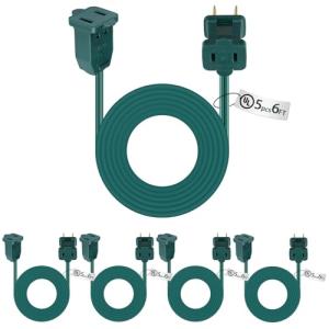 Kanayu 5 Pack 6 ft Green Extension Cords