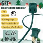 Kanayu 5 Pack 6 ft Green Extension Cords